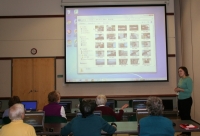 Jackie Mayse, CH-UH librarian, teaching a computer class at the CH Senior Activity Center. [Photo: Heights Libraries.]